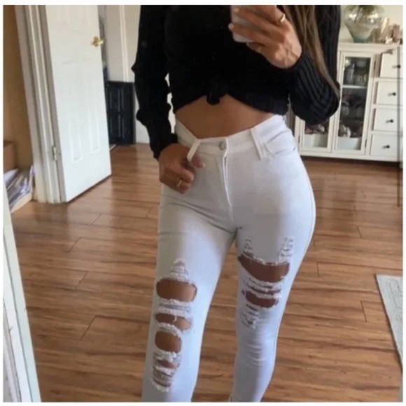 🪞 NEW h&m high waisted high rise stretch jean leggings pants with side pocket - Picture 2 of 4